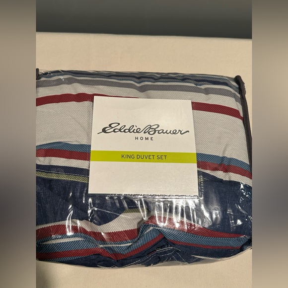 Eddie Bauer Multicolor Striped KING Duvet Set - Picture 1 of 5